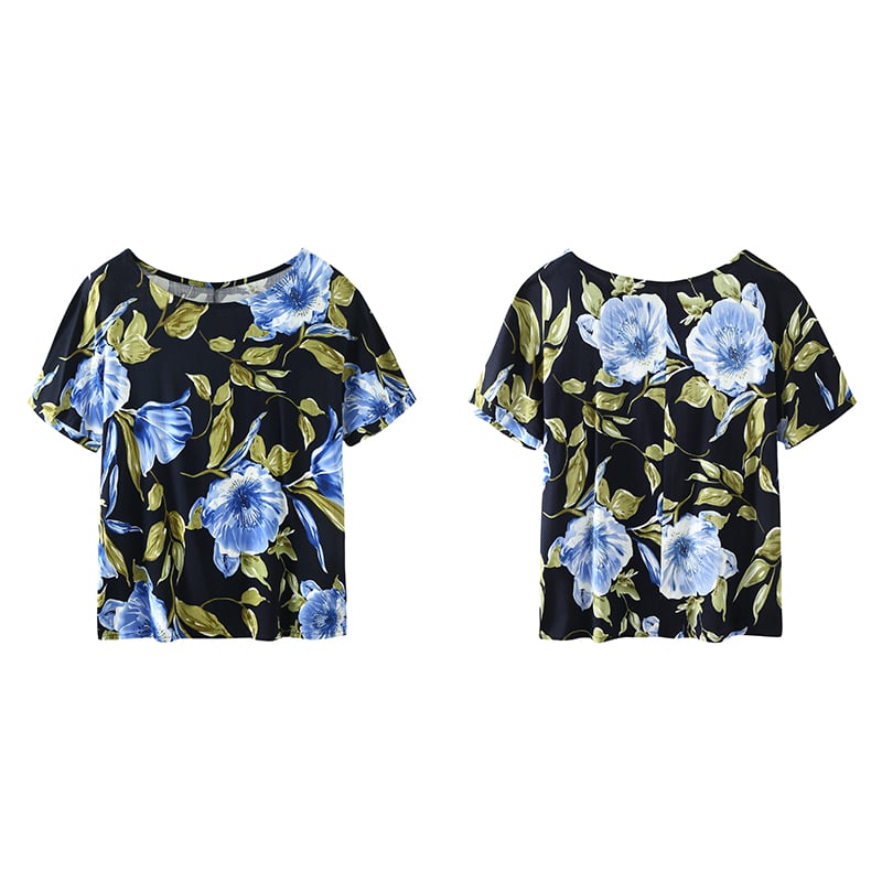 Fashion style floral casual tshirt