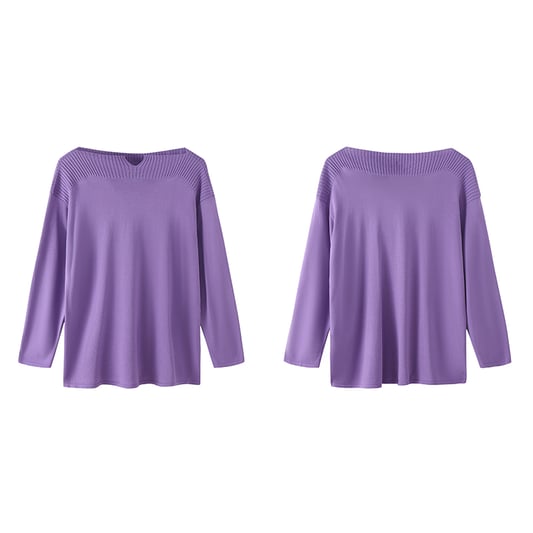 Purple off-shoulder long sleeve sweater