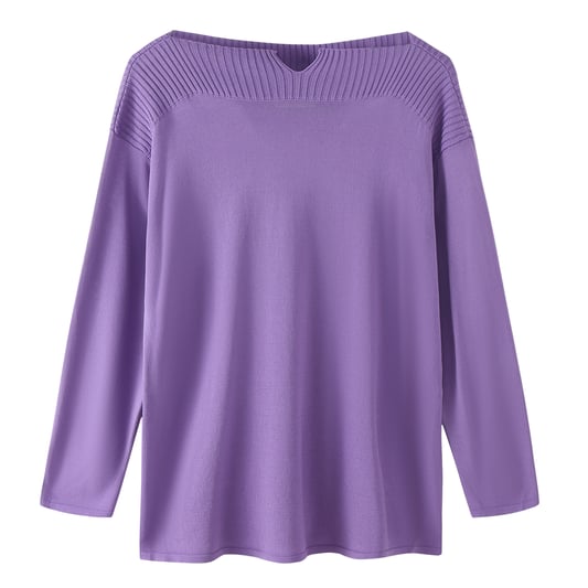 Purple off-shoulder long sleeve sweater